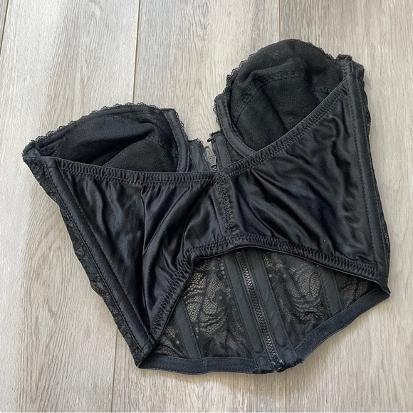 Vintage Lace Corset strapless full zip sheer womens Black (size 34B) goth party - Picture 2 of 4